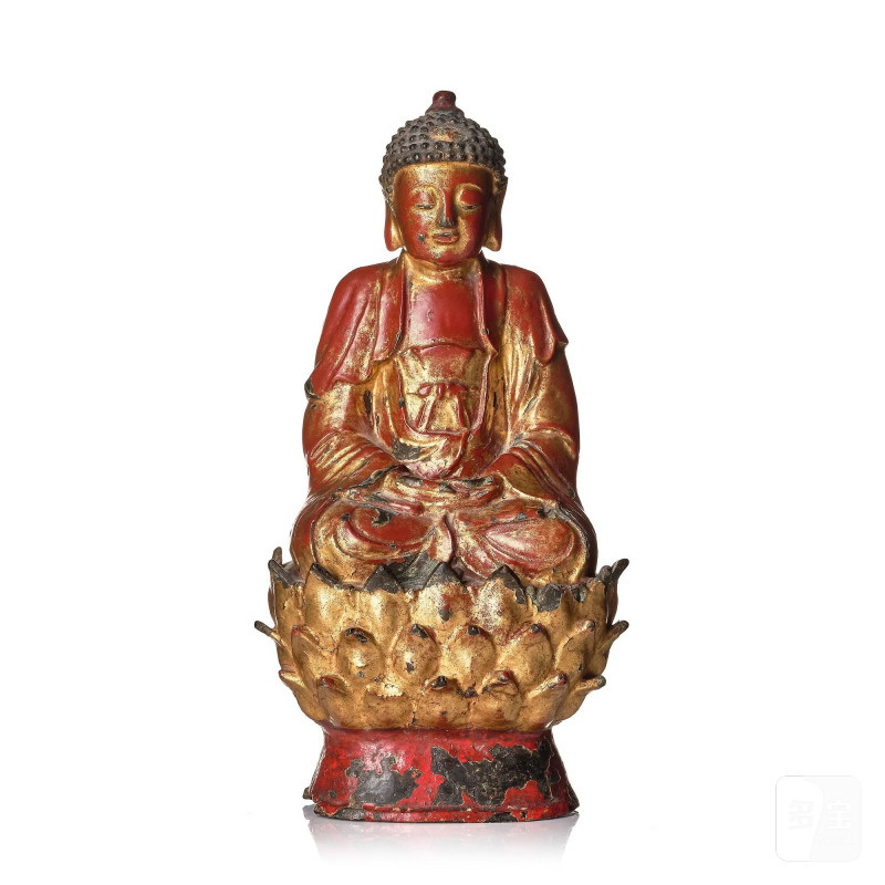 A seated bronze figure of Bhaisajyaguru Buddha,